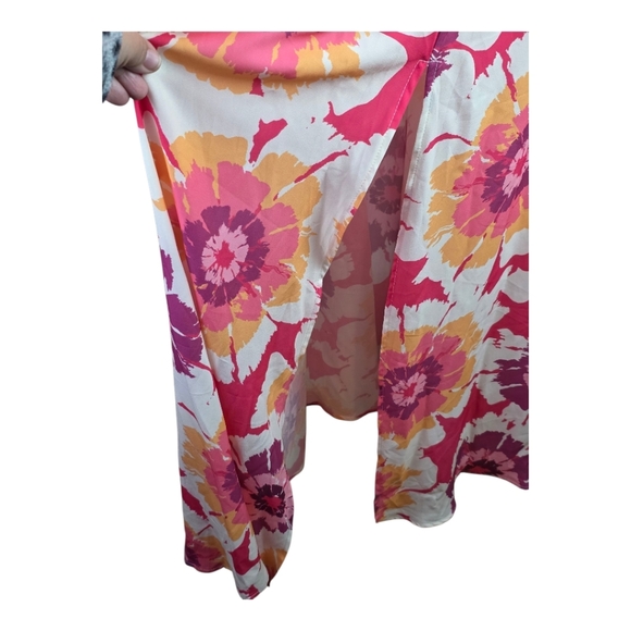 Flying Tomato Pink Floral Maxi Dress M Boho Kimono Sleeve Smocked Waist - Picture 8 of 12